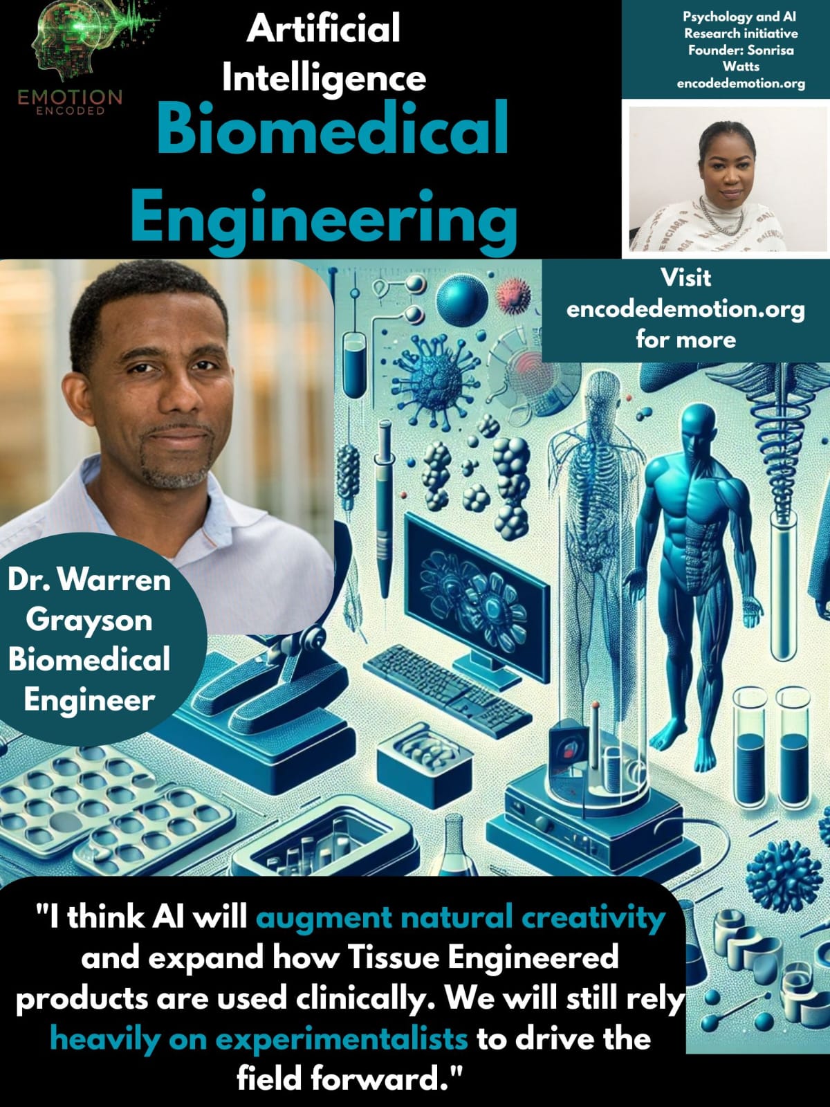 A microscopic view of tissue engineering with digital data overlay