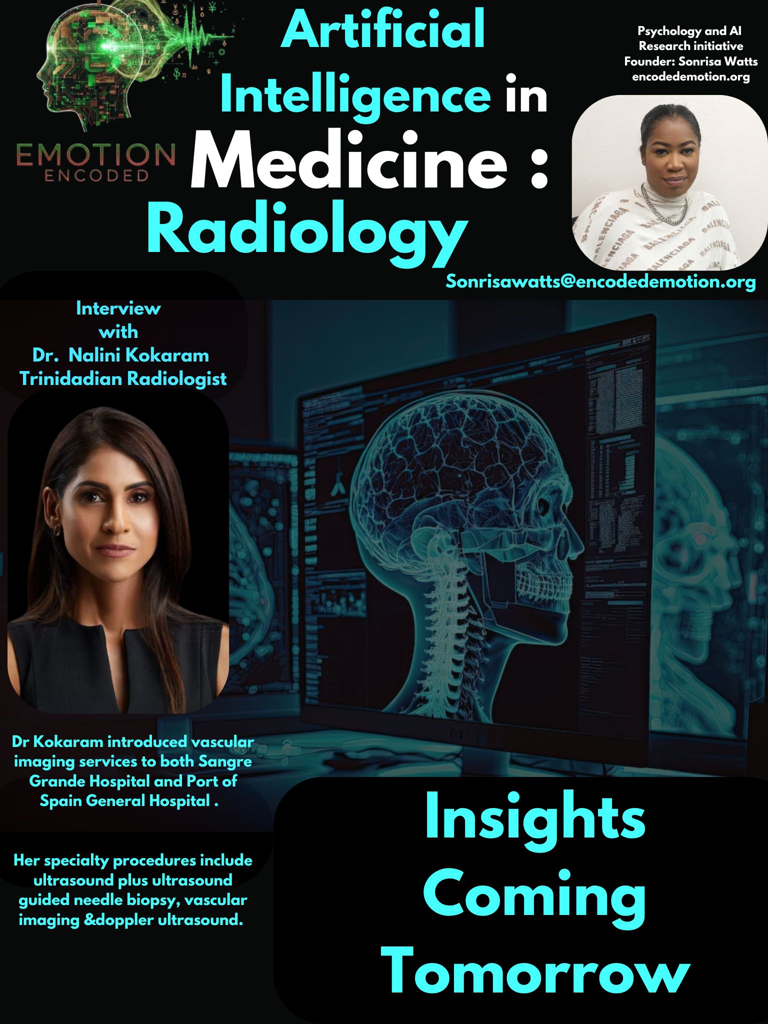 Sonrisa Watts Research:  Artificial Intelligence in Medicine - Radiology - Radiologist in Trinidad - Emotion Encoded- Dr. Nalini Kokaram Maharaj