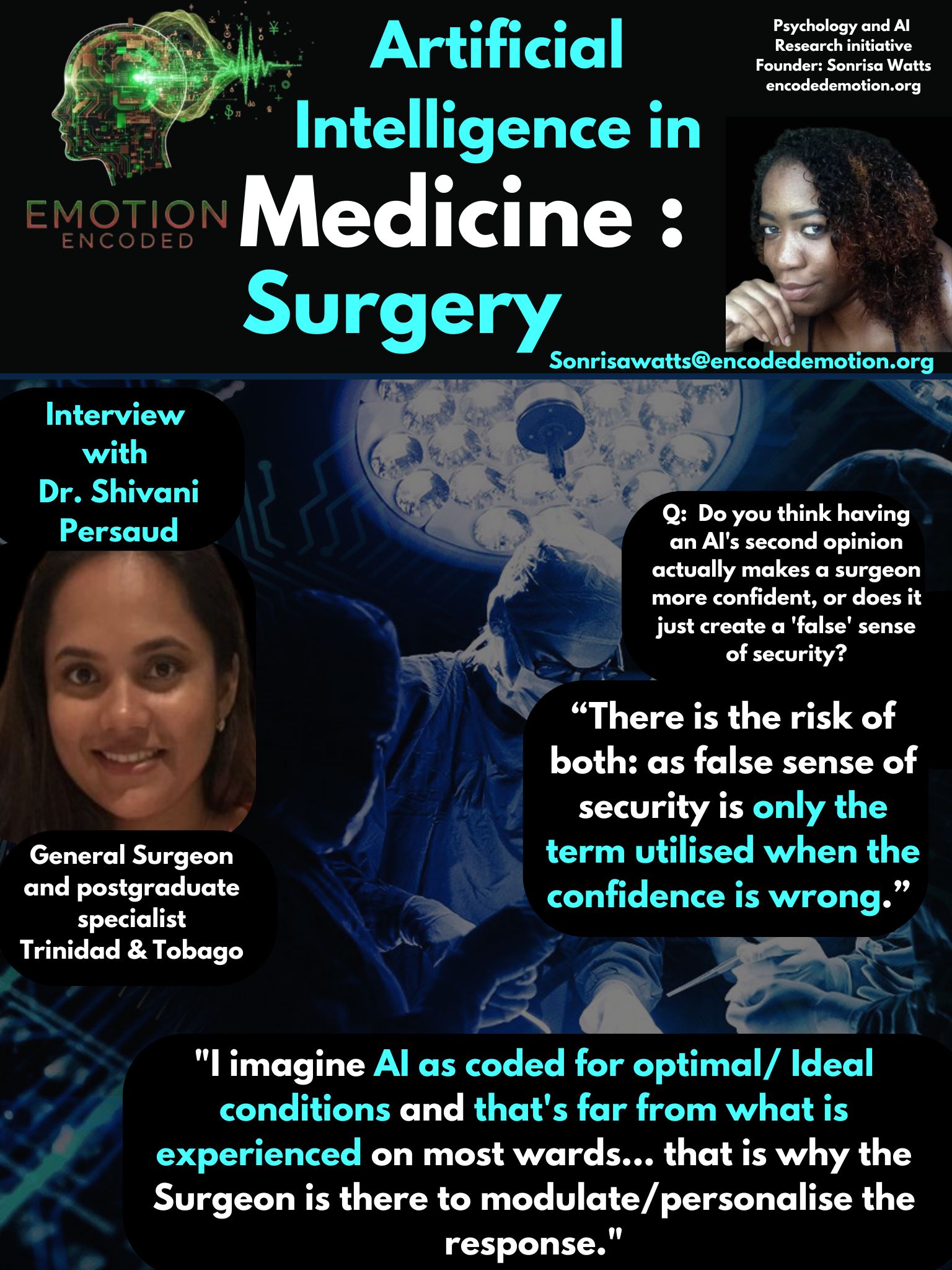 Sonrisa Watts Research:  Dr. Shirvanie Persaud- Artificial Intelligence in Medicine- Surgery- Trinidad and Tobago - Emotion Encoded