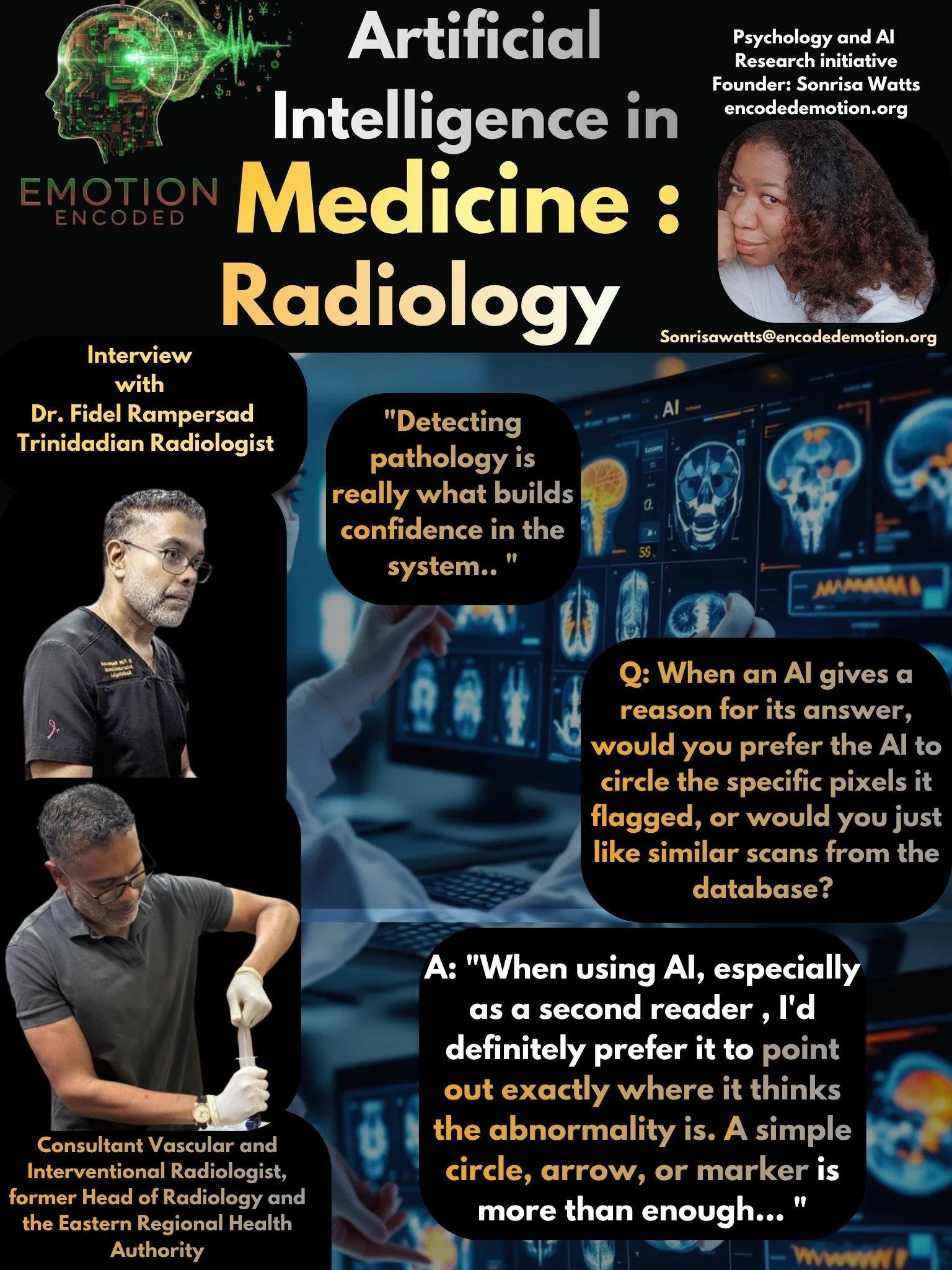 Sonrisa Watts : Artificial Intelligence in Medicine - Radiology - Radiologist in Trinidad - Emotion Encoded- Dr. Fidel Rampersad