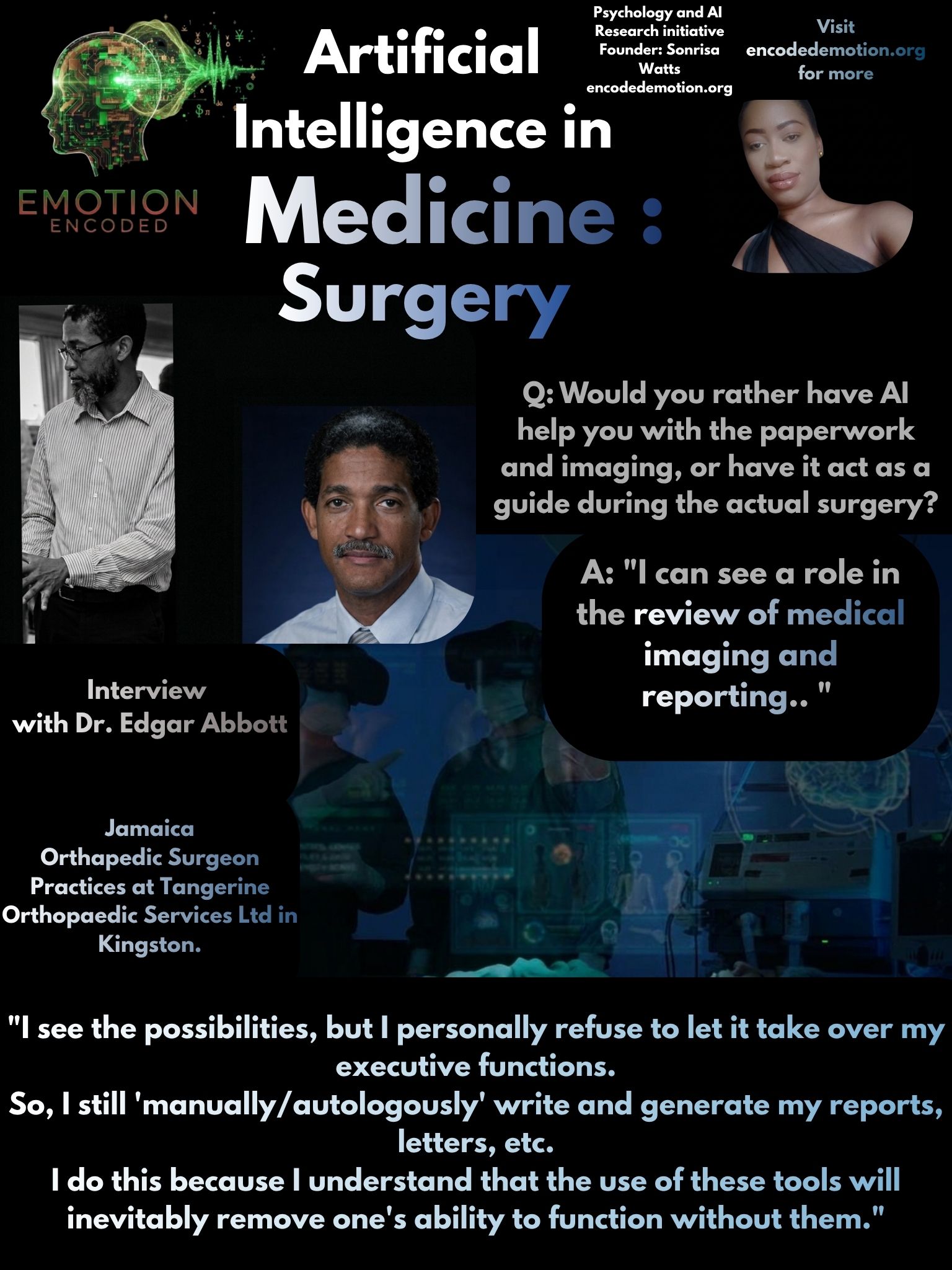 Sonrisa Watts Research: Emotion Encoded: Artificial Intelligence in Surgery: Dr. Edgar Abbott